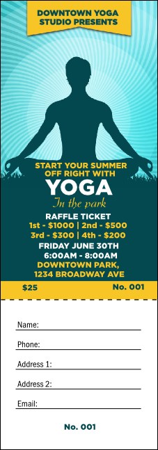 Yoga Meditation Raffle Ticket Product Front