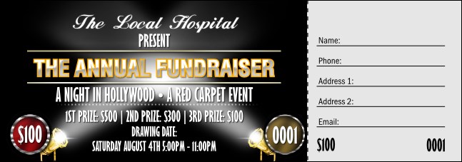 Hollywood Lights Raffle Ticket Product Front