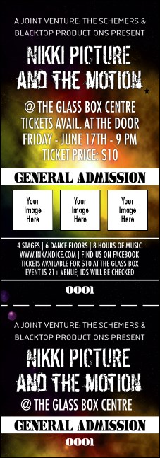 Galaxy Hip Hop Yellow Event Ticket Product Front