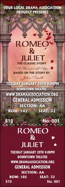 Romeo and Juliet Reserved Event Ticket Product Front
