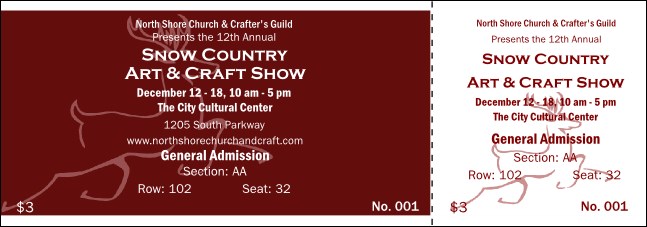 Christmas Reindeer 002 Reserved Event Ticket Product Front