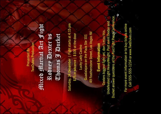 Mixed Martial Arts Postcard Mailer (Red)