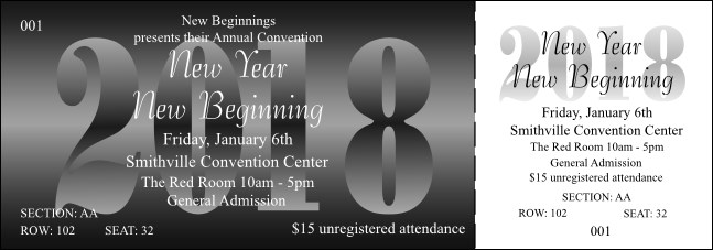 Year General Admission Reserved Ticket (Black) Event Ticket