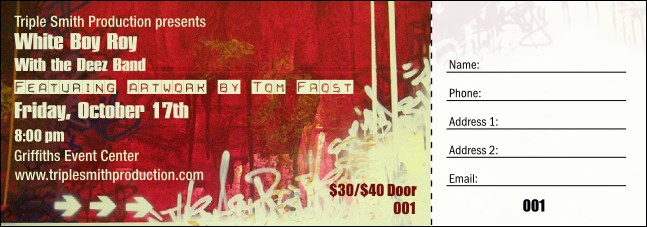 Hip Hop Raffle Ticket Product Front