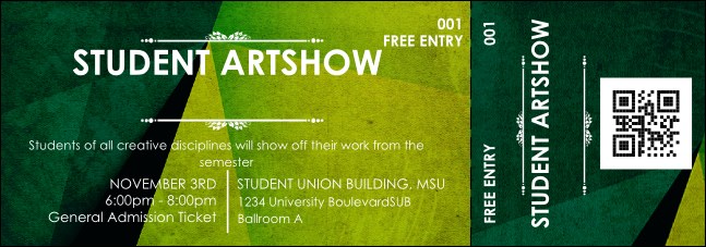 Abstract QR Event Ticket Product Front