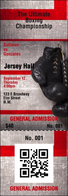 Boxing Gloves QR Event Ticket