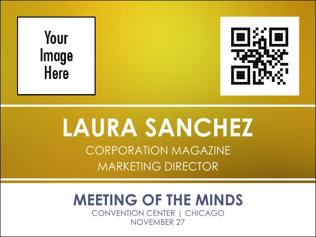 Conference Series: Abstract Yellow Economy Event Badge Product Front