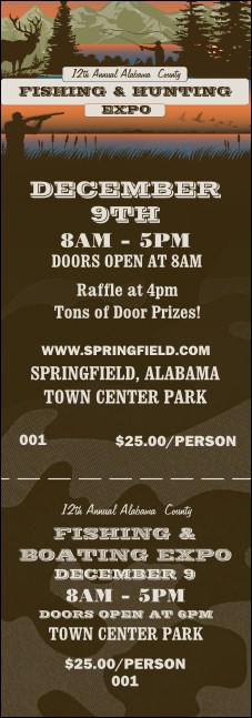 Fishing and Hunting Expo Green Camo Event Ticket Product Front