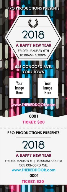 Year Neon Lights Event Ticket Product Front