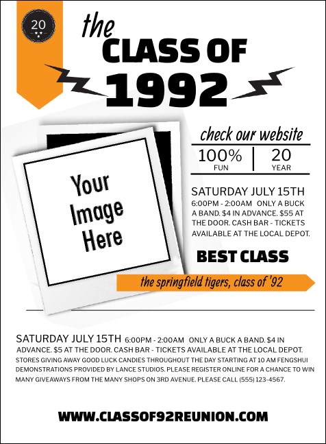 Class Reunion Mascot Orange Invitation Product Front