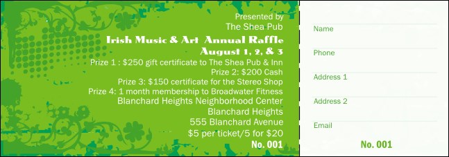 Irish Raffle Ticket Product Front
