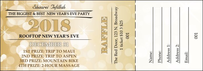 Gold Glitter Raffle Ticket Product Front