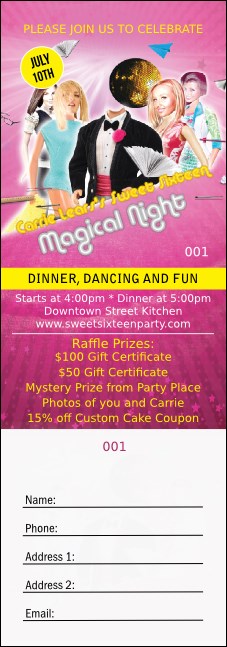 Birthday Party Raffle Ticket Product Front