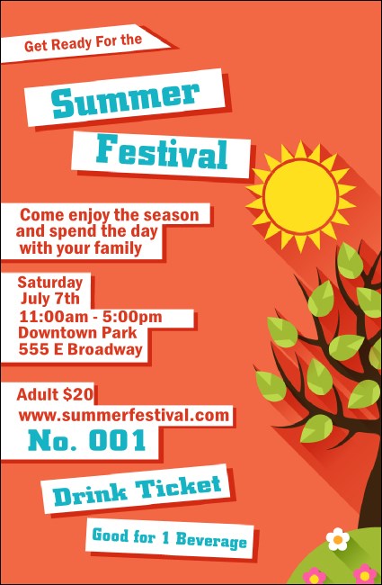 Summer Cut Paper Drink Ticket Product Front