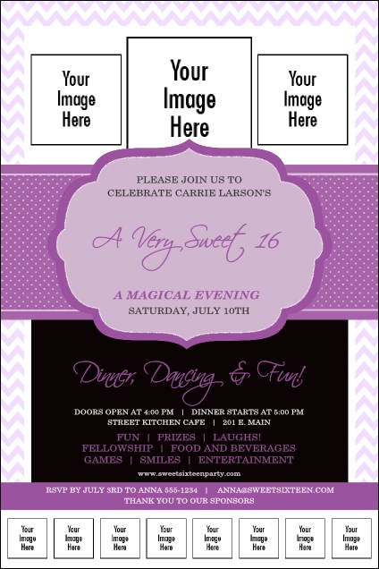 Sweet Sixteen Purple Chevron Logo Poster Product Front
