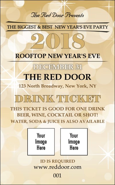Gold Glitter Drink Ticket Product Front