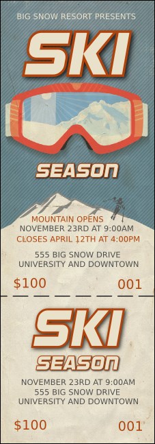 Ski Goggles Event Ticket Product Front